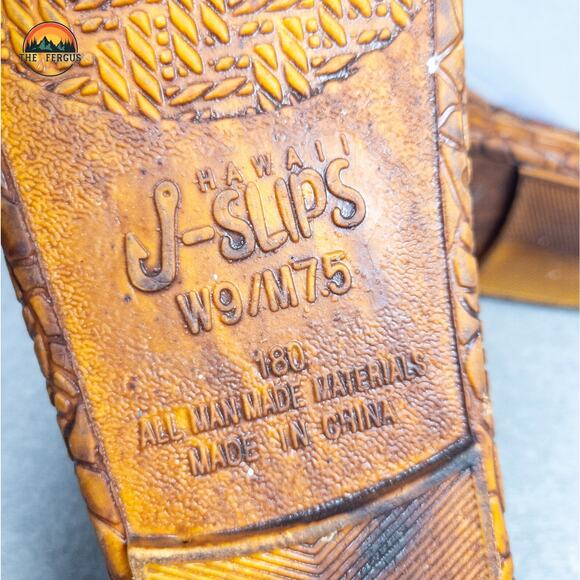 J-Slips Hawaii Slide Comfort Sandals Brown Slip On Unisex Size W9 M7.5 - Picture 8 of 9